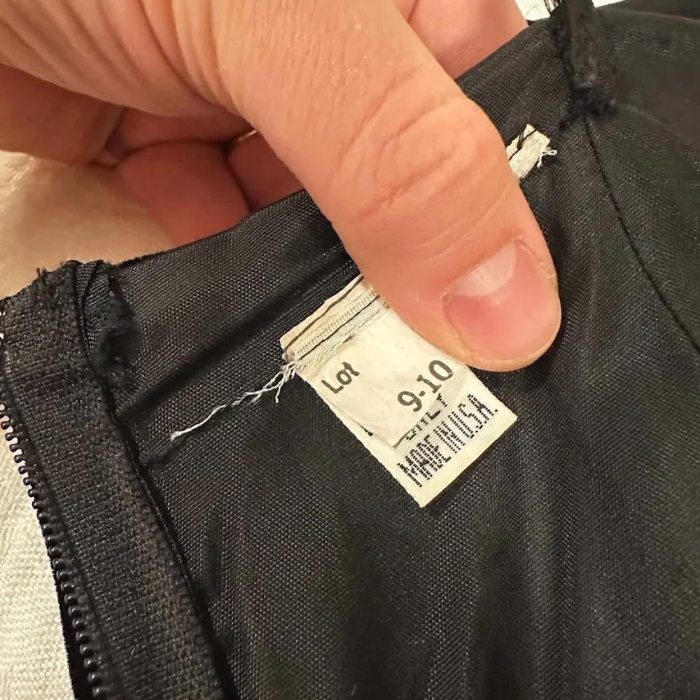 Vintage Black Velvet Slip Dress Made in USA Size M Cocktail Spaghetti Strap LBD - Picture 12 of 14